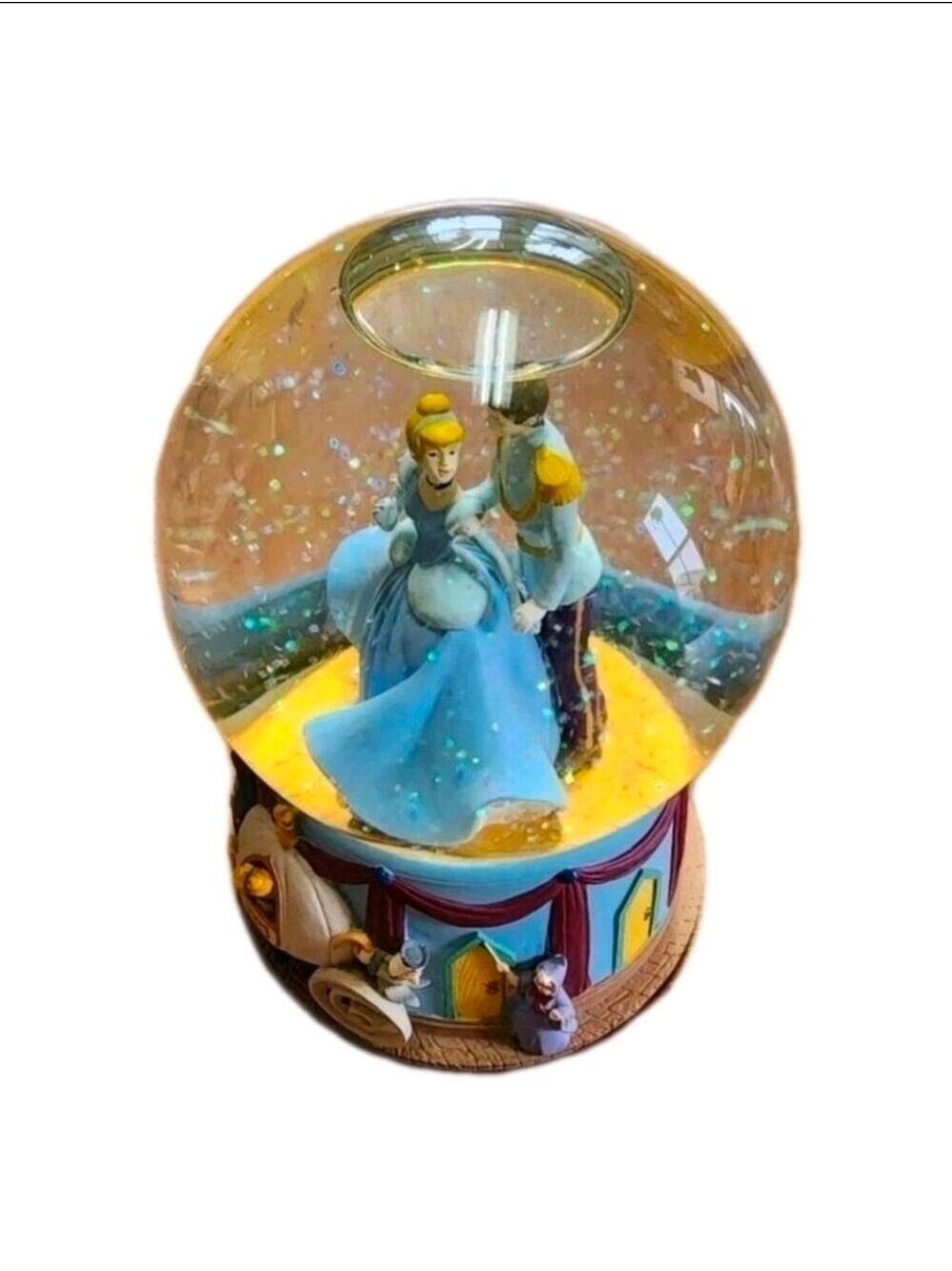Vintage Disney Enesco Cinderella Musical Snow Globe "I Love You Truly" Retired